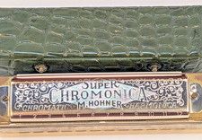 Hohner Super Chromonica 270 Vintage Chromatic Harmonica Key C Wood Comb w/Case