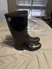 UGG Black Tall Rubber Rain Boots Women  s Size 9 Waterproof Knee High Glossy