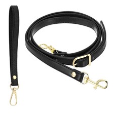41-49 Inch Adjustable PU Leather Purse Strap with Wristlet, Black/Gold