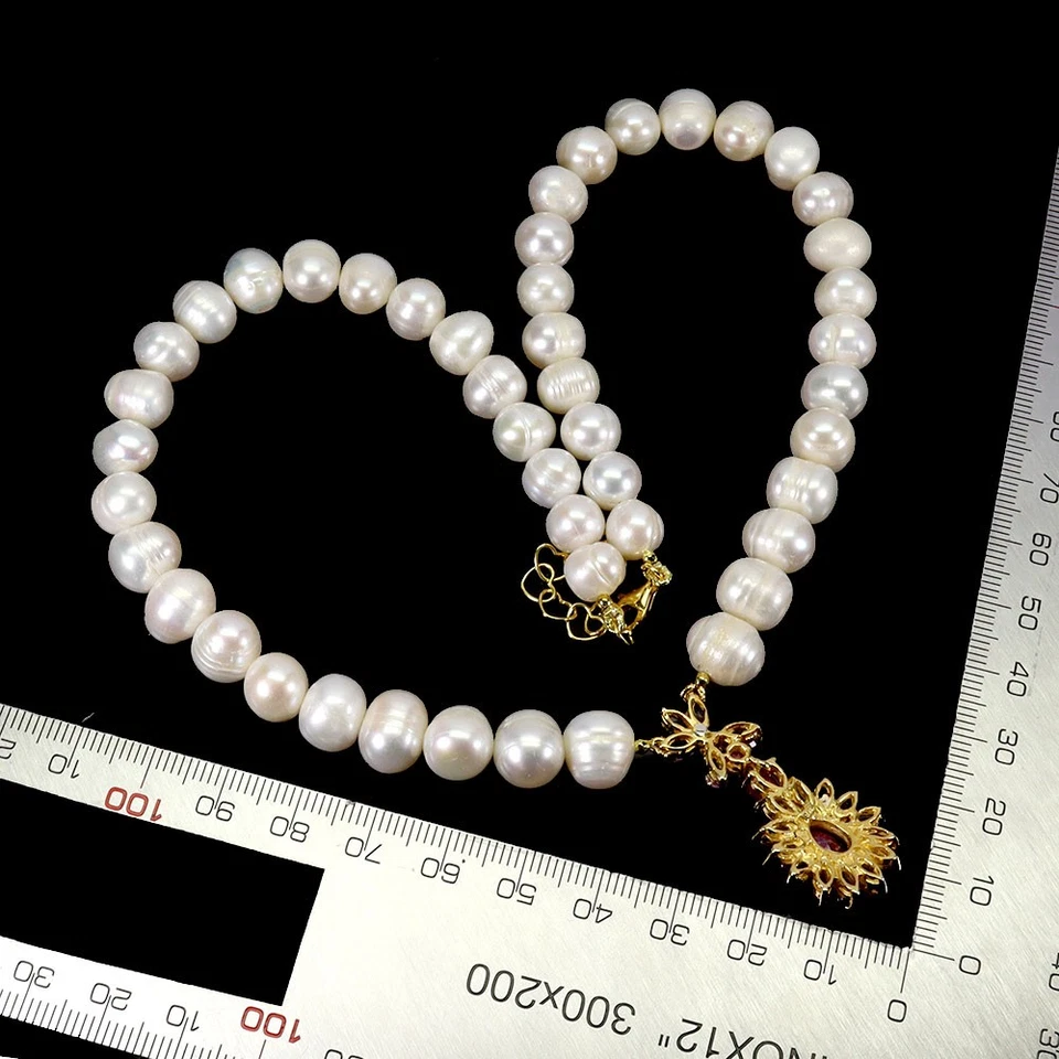 925 Sterlingsilber Halskette Oval Rubin 8x6mm Amethyst Perle No USA Einfuhr Fees - Bild 3 von 4