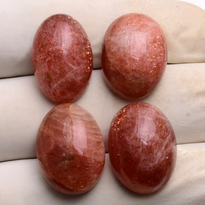 4 Stück Natürliche Sunstone Oval Cabochon 19-20mm Unbehandelte Edelsteine Lot - Bild 1 von 4