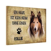 Holzschild 12X18 Cm Collie Hund Tier Haustier Deko Geschenk Holz Schild