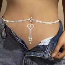   Sparkling Rhinestone Navel Piercing & Waist...