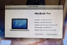 Apple MacBook Pro 15 A1286 2012 i7 2.3GHz 4GB RAM 500GB SSD HD 4000 macOS