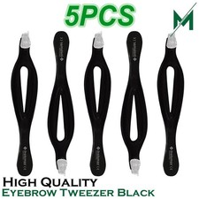 Stainless Steel Slant Tip Tweezer Precision Eyebrow Hair Remover Tools 5PCS SET