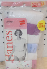 NEW Vintage Hanes Women's 2005 Cotton Briefs 6 Pair Pack 100 Cotton Size 6 USA