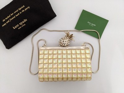 NWOT! Kate Spade Lella Frame Lemondrop Pineapple Clasp Clutch Shoulder Bag 