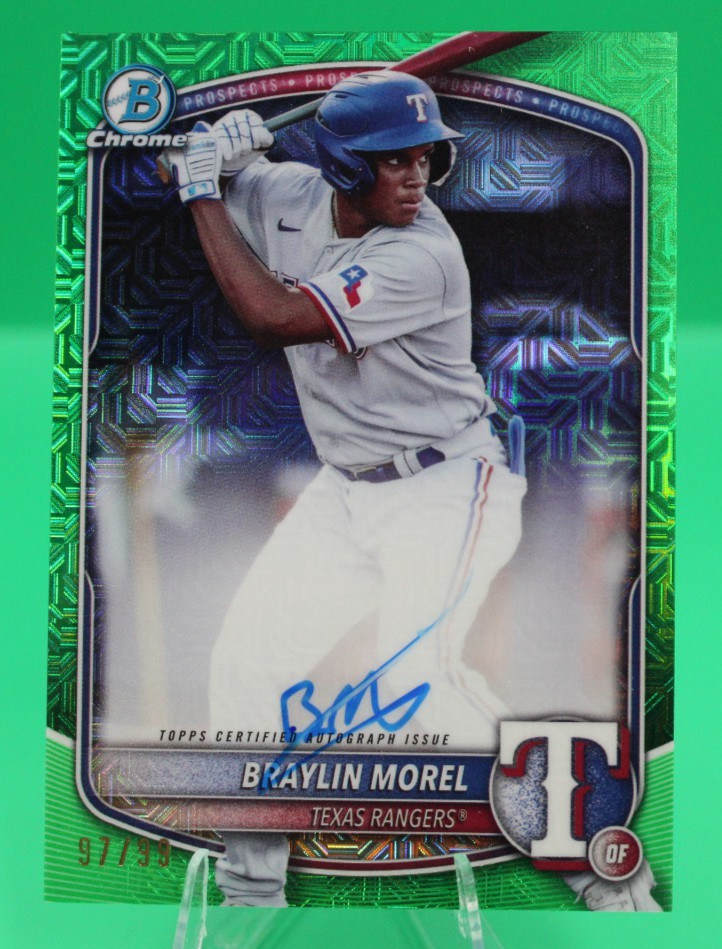 2025 Bowman Chrome Braylin Morel Green Mojo Auto /99 #BMA-BM
