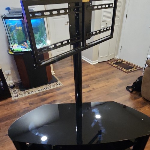 Black Swivel TV Stand Base with Mount Bracket, Fits Up to 60 in Screens