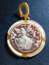 925 silver red faery Agate Cameo vintage jewelry Pendant estate jewelry gift