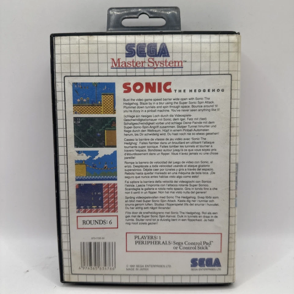 Sonic The Hedgehog 1991 [SEGA Master System] - No Manual - Acceptable Condition - Image 2 of 4