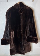 Beautiful Vintage Mouton Dyed Fur Coat Brown To Dark Women’s SZ L Teddy Bear