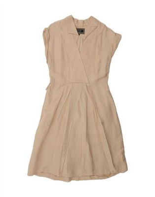 Principles Damen ärmelloses A-Linien-Kleid UK 12 Medium beige Leinen AV01
