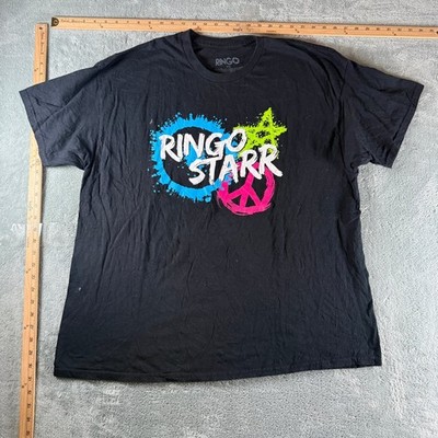 Ringo Starr Tour 2023 Concert T-Shirt Mens XXL Black Neon Peace Star Graphic