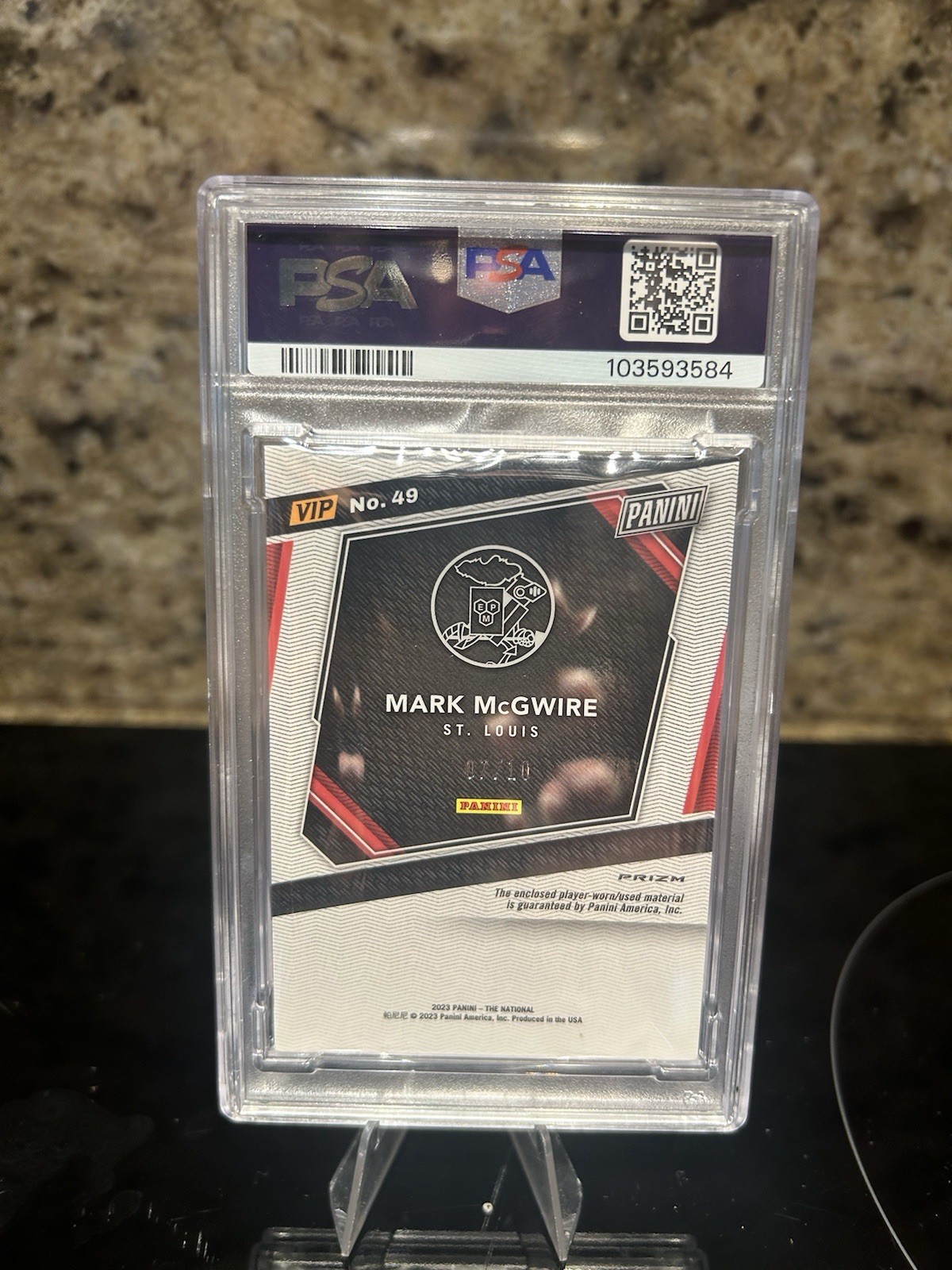 2023 Panini NSCCVip Gold Mark Mcguire Memorabilia Number 49 PSA 7  /10 view 2