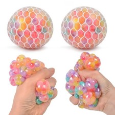 3Pcs Rainbow Sensory Stress Relief Ball Squishy 3D Fidget Toys for Adults Kids