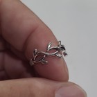 Silver Tone Stainless Steel Leaf Vine Band Ring Size 5 Nature Theme No Stones — photo 3