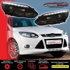 Ford Focus Mk3 2011-2015 Black LED DRL Headlights Upgrade Projector Xenon Look