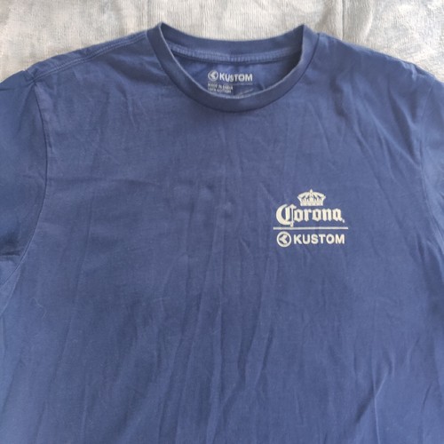 Corona Kustom Mens Size L Blue T-Shirt Corona Extra Cotton Short Sleeve - Picture 2 of 10