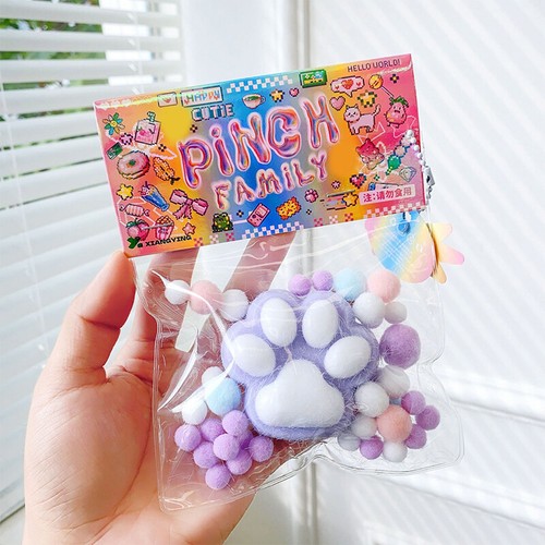 Handmade Flocking Cat's Paw Stress Relief Squishy Toy Mochi Slow Rebound New - Picture 18 of 19