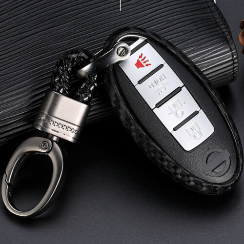 For Nissan Infiniti 1pcs Carbon Fiber Style Soft TPU Silicone Oval Key Cover Fob