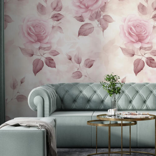 Removable Wallpaper Pink Roses Peel & Stick Removable Self Adhesive - Picture 8 of 10