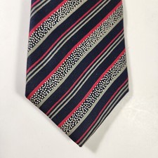 YSL Yves Saint Laurent Navy and Red Stripe Tie Vintage 100 Silk Classic
