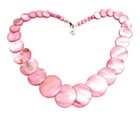 Pink Shell Necklace in Low Spring Discs 14-28MM & 925 Silver