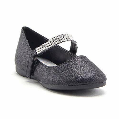 Little Mädchen Glitzer & Diamant runde Zehenschimmer Mary Jane Kleid flache Schuhe - Bild 3 von 8