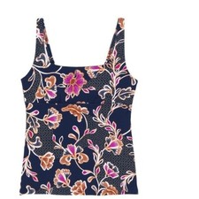 Land's End Square Neck Tankini- NAVY FLORAL