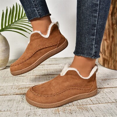 Retro Women's Comfortable Warm Slip On Short Boots Faux Fur Lining for Winter | eBay Retro Women's Comfortable Warm Slip On Short Boots Faux Fur Lining for Winter | eBay