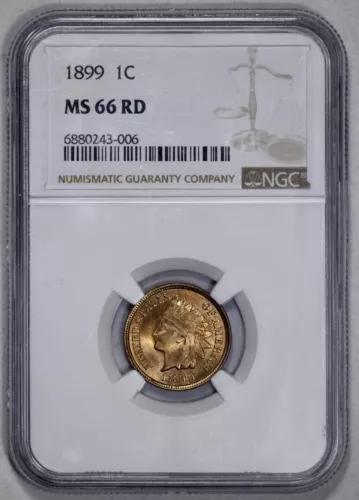 1899 Indian Head Cent 1c NGC MS 66 RD