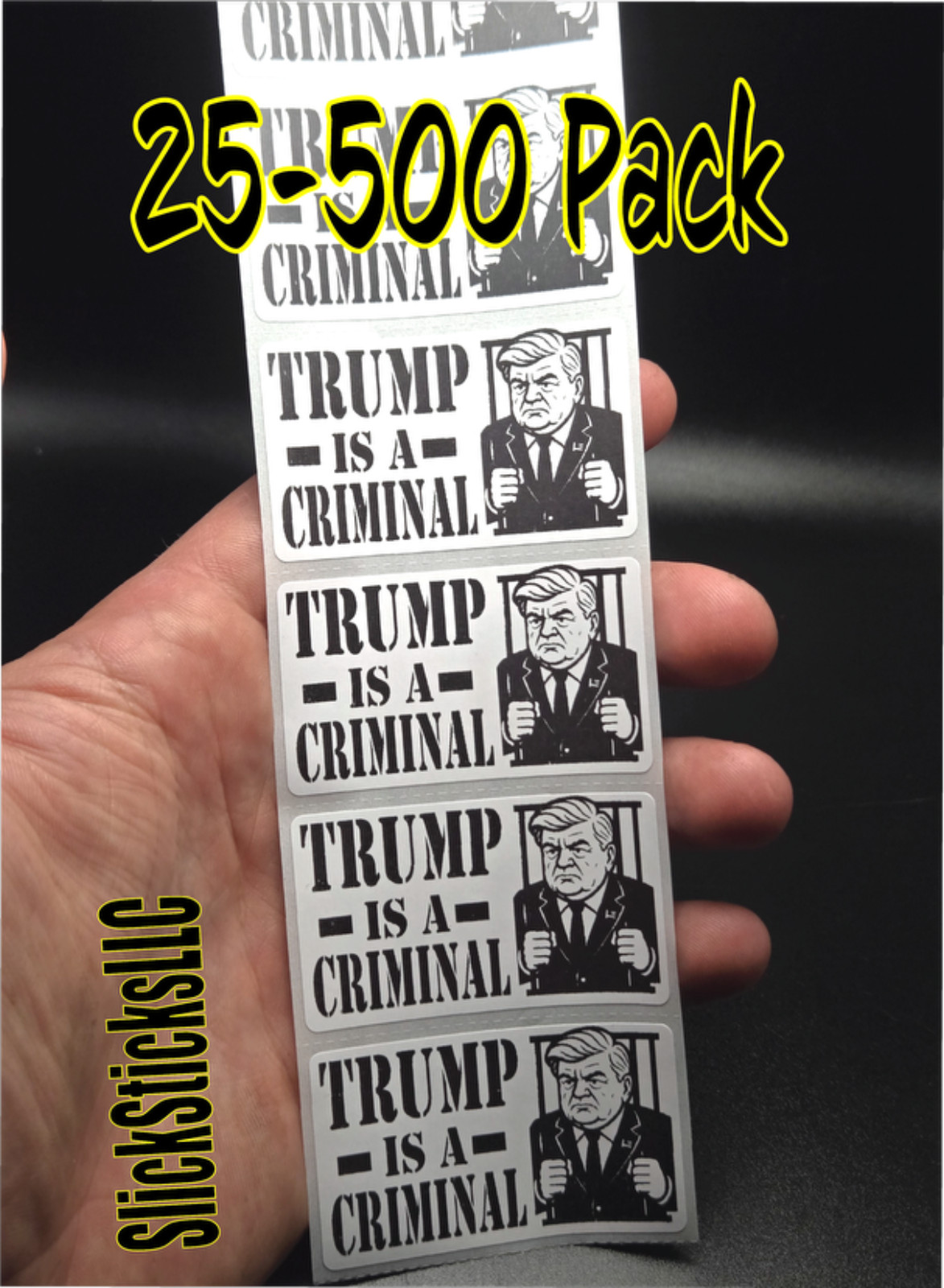 "TRUMP IS A CRIMINAL"  25-500 bulk pack stickers decal labels stop anti impeach