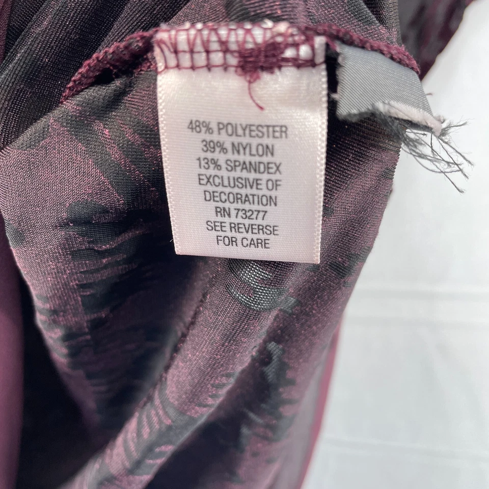 Simply Vera Vera Wang Blouse Womens Size Medium Petite PM Burgundy Long Sleeve - Image 4 of 4