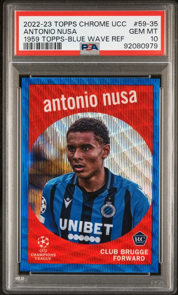 2022-23 TOPPS CROMO UEFA ANTONIO NUSA 59-35 1959 TOPPS-BLUE WAVE PSA 10/75 Foto 2 de 3