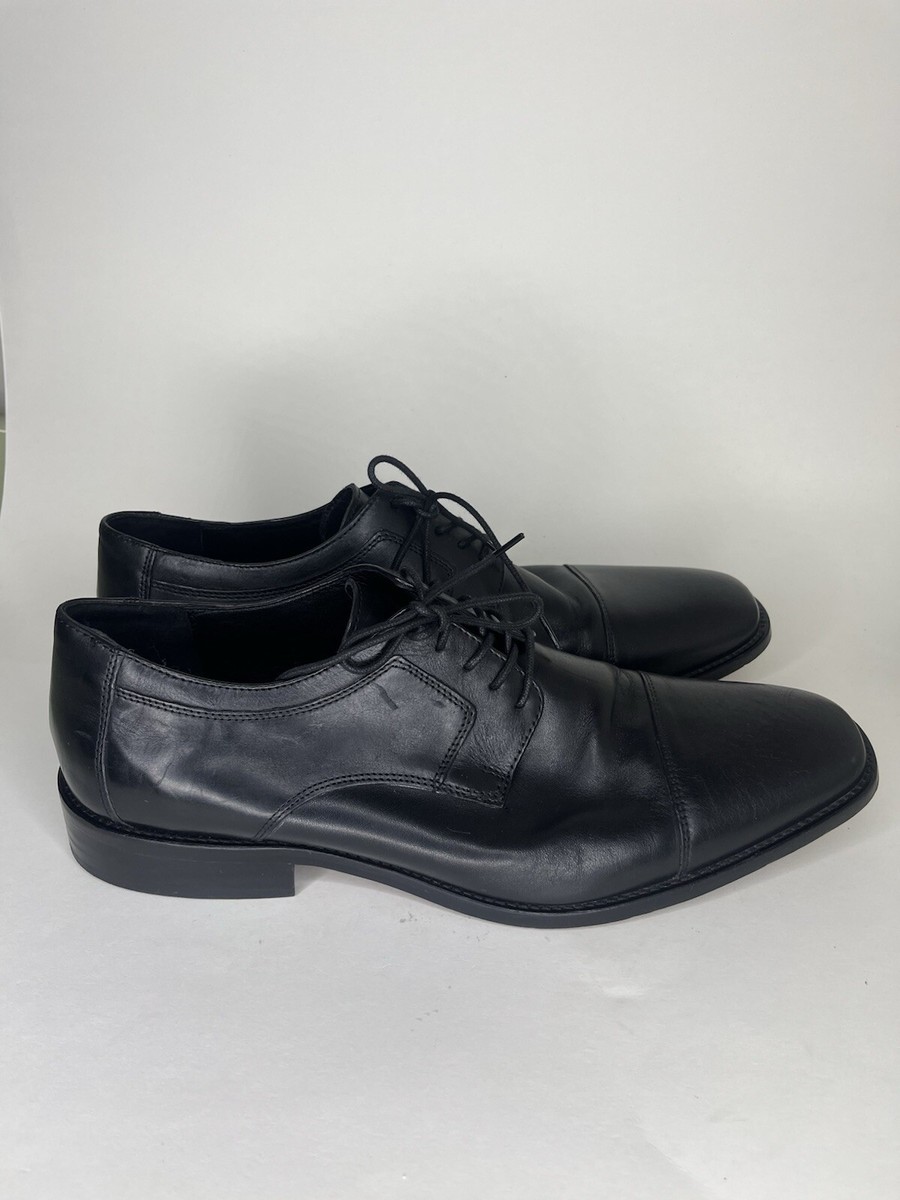 J. MURPHY Black Leather Cap Toe Oxfords Men display picture 1