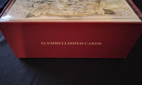 Punch Studio Embellished Christmas Cards- New Sealed Box Of 15 - Picture 5 of 6