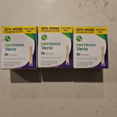 OneTouch Verio 30 Test Strips Value Pack Accuracy Lifescan X3 Exp 11/2026+