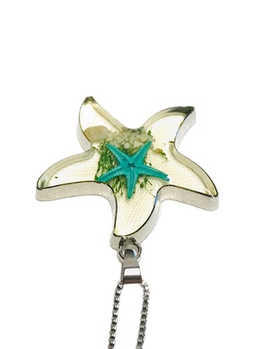 Beachware Co. Sand & Blue Starfish Pendant Necklace 22" Resin Seashell Beach EUC - Picture 14 of 24