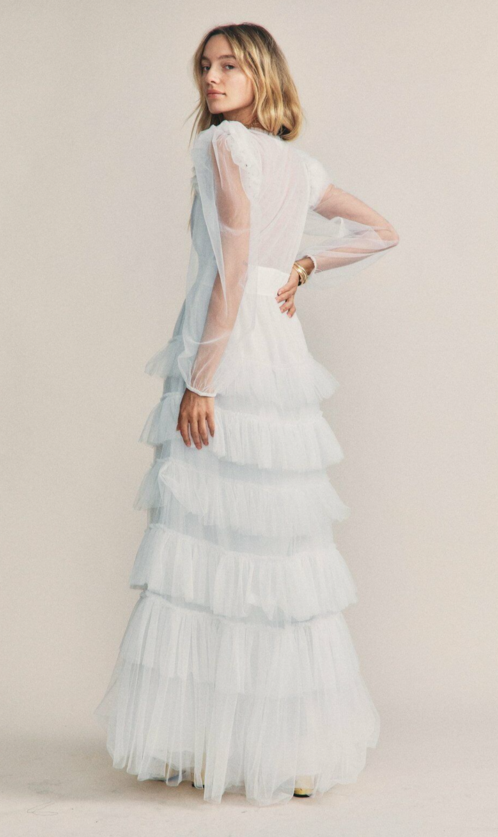 Free People NWT Size 4 LoveShackFancy Francoise Gown White Dress Wedding  New | eBay