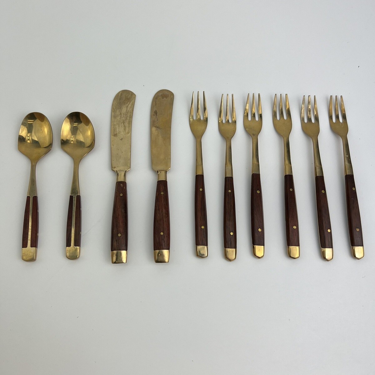 カトラリー(スプーン等) Thai Brass flatware VINTAGE THAILAND BRASS AND TEAK WOOD Flatware 9 ￼PIECES | eBay