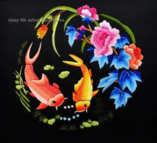 Chinese 100% real natural silk thread,su hand embroidery kits:flower fishes circ