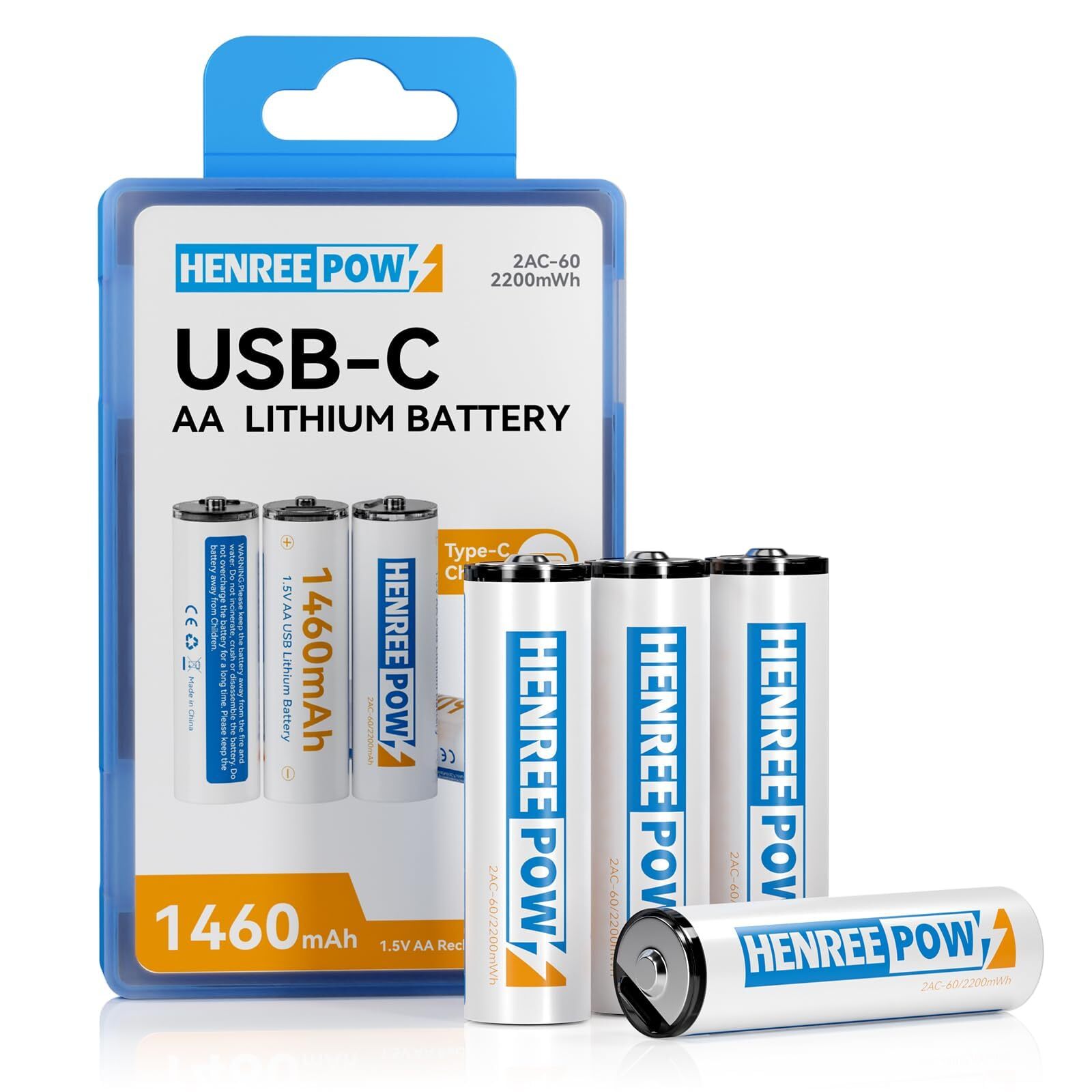 Rechargeable AA Batteries, USB Lithium Double A Battery, 1.5H USB C Fast Char...-image