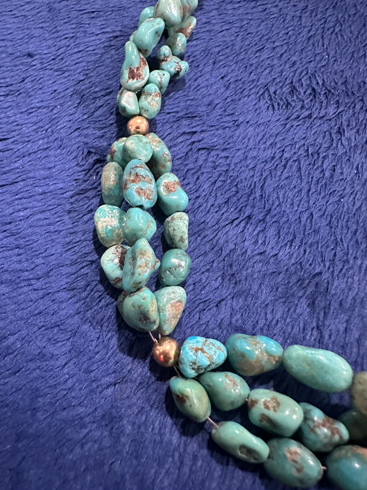 Vtg Handmade Beaded Turquoise Statement Triple St… - image 4