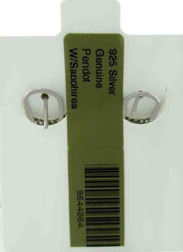 LAB PERIDOTS 6.84 Cts & WHITE SAPPHIRES DANGLING EARRINGS .925 SILVER - NWT - Picture 4 of 4