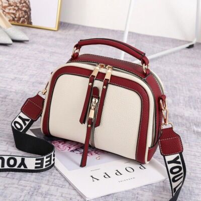 Stitching Shoulder Bag Women Lady Leather Handbag Luxury Crossbody Square Bag
