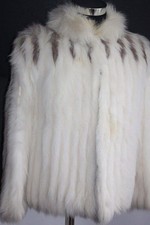 Gorgeous!! Saga Fox Shadow Fox Blue Fox Fur Collared Jacket Coat Women's Size M