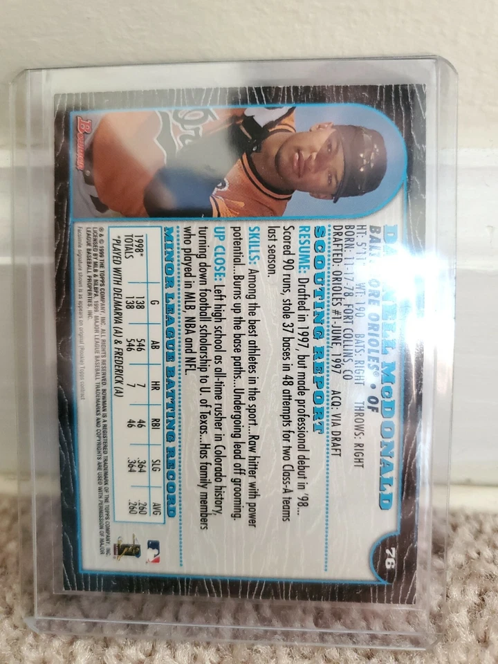 1999 Bowman Baseball Card | Darnell McDonald | Baltimore Orioles | #76 - Image 2 of 2