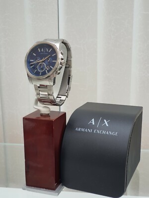 ARMANI EXCHANGE Mens Watch Blue dial Chronograph Date Silver