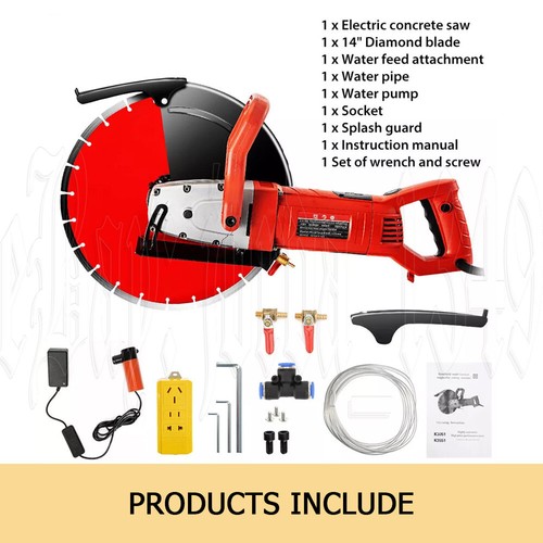 Electric Concrete Saw 355mm Cutter Wet/Dry Demo Tools Circular Cutting Off 3000W - Picture 3 of 12